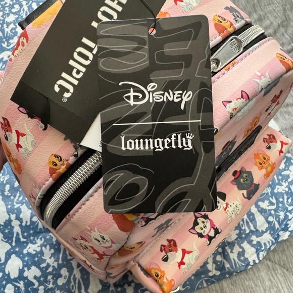 Loungefly Disney Dogs & Cats Pink Striped Backpack - Picture 2 of 6